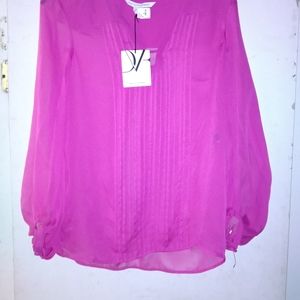Pink long sleeve sheer blouse